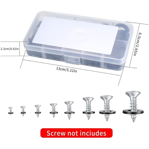 500 Stykker Sorte Nylon Flade Skiver, Runde Isolerende Flade Skiver, Afstandsled, VVS-led Sortimentssæt - M2/M2.5/M3/M4/M5/M6/M8/M10