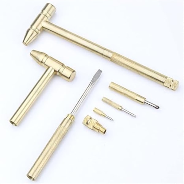 Hammarverktyg Händig Hammare Ny 6 i 1 Mikro Mini Multifunktionell Multi Mässingshammare 3 sorters Skruvmejselbitar Fick DIY Verktyg liten rund hammare 5 i 1