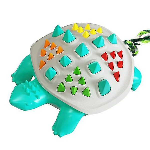 Meows Dog Chew Toys Tandborste Sköldpadda Form Gnid och ren tand Ta bort tandsten Dulable slickande bett Turquoise white