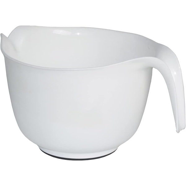 Bolle med Håndtak - 3 Quart | Kraftig Plast med Helletut og Sklisikker Base | Tåler Oppvaskmaskin for Matlaging og Baking, Hvit
