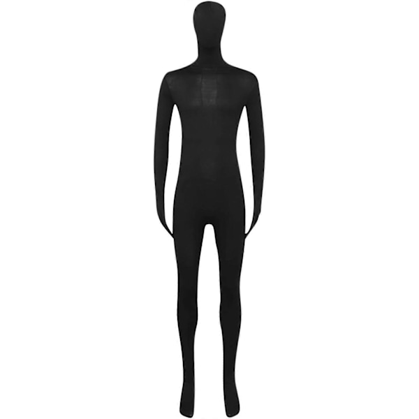 Zentai-drakt for menn og kvinner, tettsittende jumpsuit, ensfarget dansekostyme, sceneopptredenskostyme Black XXL