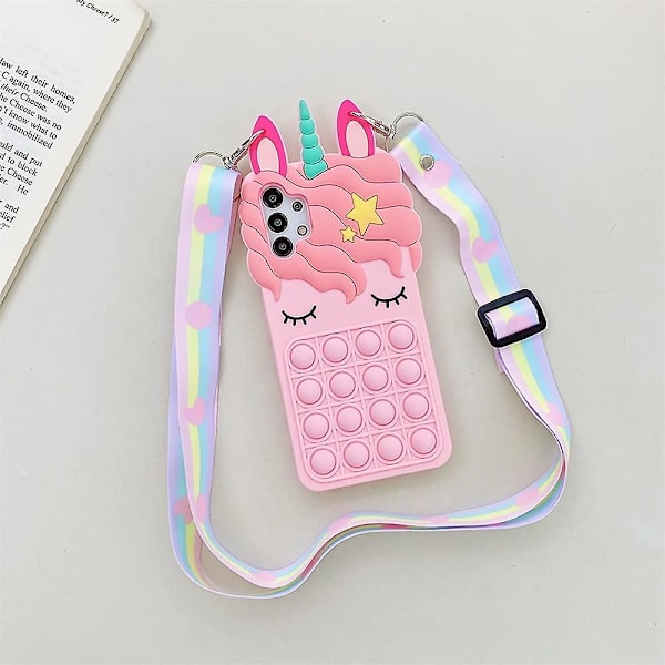 Enhjørning Telefondeksel for Samsung Galaxy A01, Push Bubble Myk Silikon Pop Støtsikkert Beskyttelsesdeksel for Samsung Fidget Leker Deksel for Samsung Galaxy A10E/
