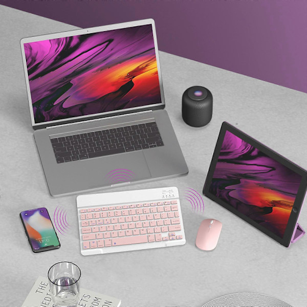 Bluetooth Tangentbord & Mus Portabelt BT Trådlöst Tangentbord & Mus För Android PC Surfplatta PK
