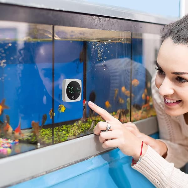 LED Akvarietermometer Fisketank Touchscreen Termometer Præcis Klæb-på Fisketank Temperatursensor