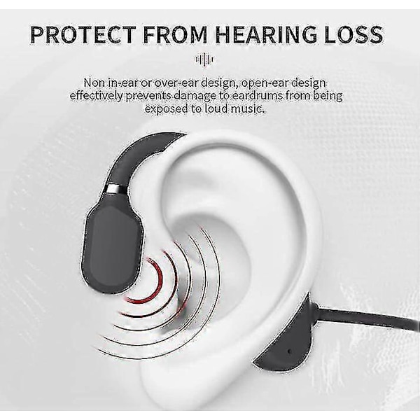 Benledningshörlurar Bluetooth 5.0 Trådlösa Hörlurar Vattentätt Sportheadset med Mikrofon för Träning Löpning Bilkörning black