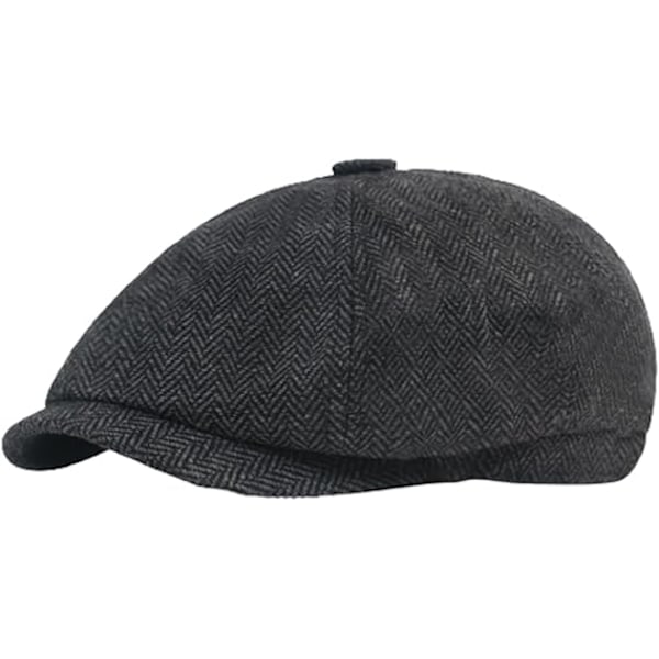 Herrehatt, peaky herringbone caps, vintage caps, gatsby racket caps, peaky blinders caps, grå