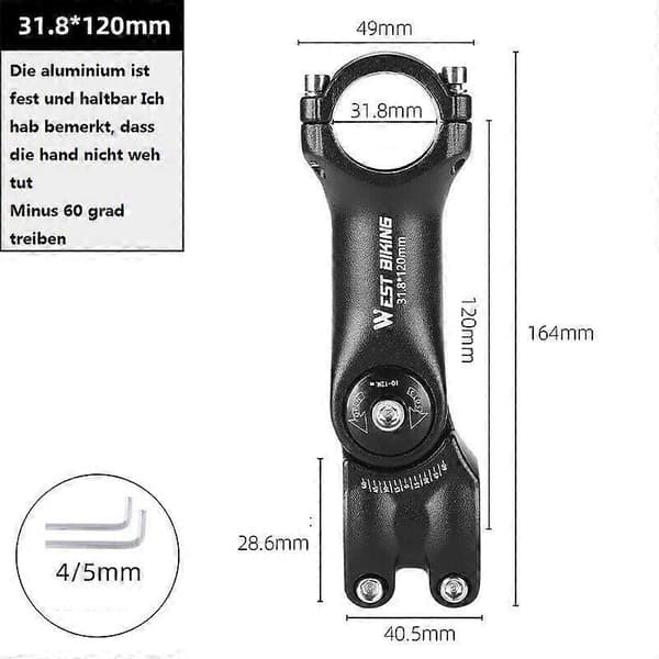 MTB Sykkel Styrestem Forhøyer ALU Stem Forlengelse Justerbar DE