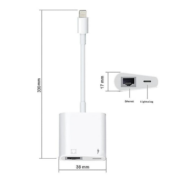 Tre-i-en-netværkskort egnet til Apple TYPE-C mobiltelefon 100M netværksforbindelse rj45 internet opladning Alt-i-en adapter