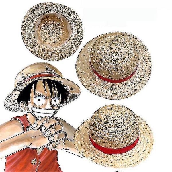 One Piece Luffys stråhatt av samme stil stråhatt förälder-barn solhatt COSPALY solskyddande prestandahatt Wheat straw Adult 31cm