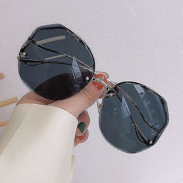 Uregelmæssige runde solbriller Kvinder Brand Designer Gradient Fashion Solbriller Kvinde Indfattede metal buede templer
