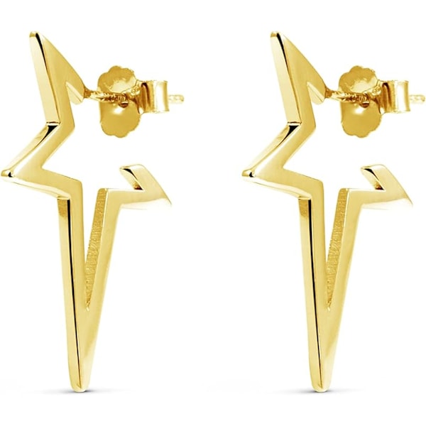 Star Punk Örhängen - 925 Sterling Silver Stiftörhängen med Guld- eller Rodiumfinish - Clip Nut Knappörhängen - Damsmycken