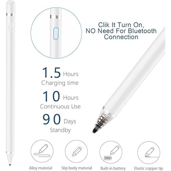 Aktiv Stylus Pen til Touchskærme, Genopladelig Digital Stylus Pen Kompatibel med iPad og de fleste Tablets