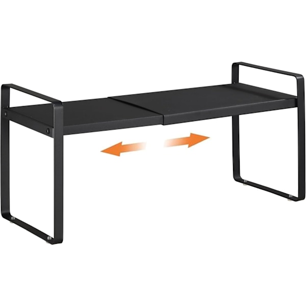 Uttrekkbar hylle i rustfritt stål, multifunksjonell oppbevaringsholder for benkeplate for organisering av bad, kontor, skap og spiskammer (27 cm bredde, svart)