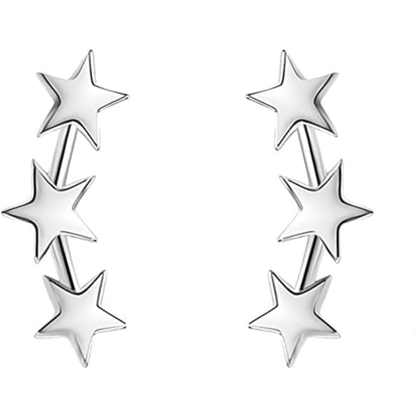 Sterling Sølv Tre Stjerne Ørestikker 3x12mm Sølv Stjerne Ørestikker