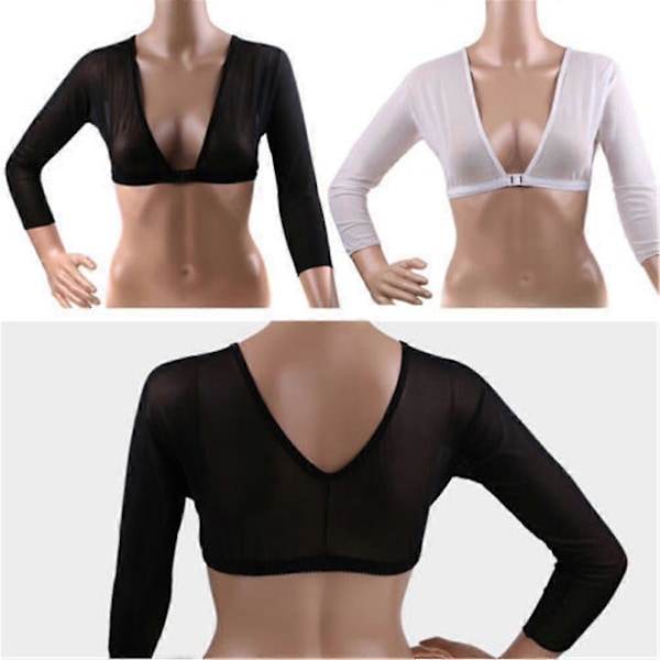 Sömlös Armformare Kort Croppad Navel Mesh Kofta Plus Size Armformare L White