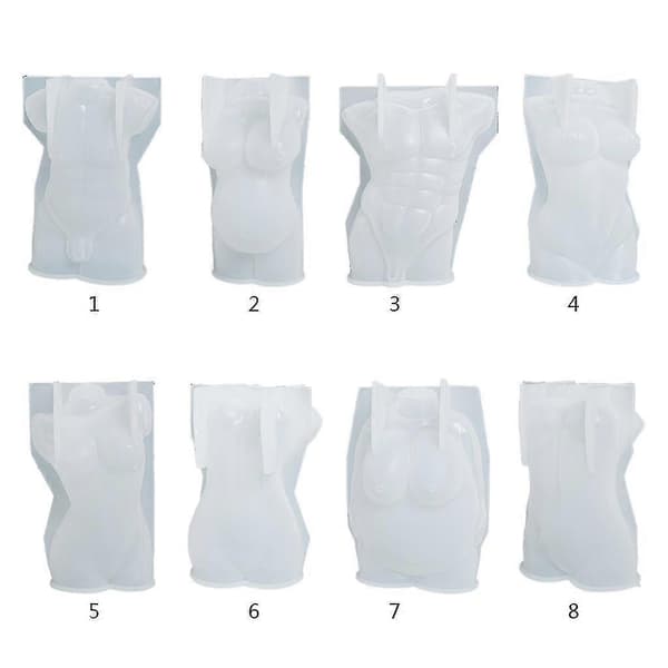3D Kroppsform Lys Resin Form Kvinnelig Mannlig Kroppsmodell Ornamenter Silikonform, 1