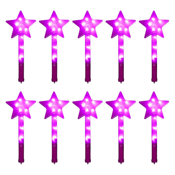Lysende Magiske Tryllestaver Glødende Pinner LED Blinkende Pinnsett med 10 Fargerike Stjernefe-tryllestaver Barnebursdagsutstyr Lilla Purple