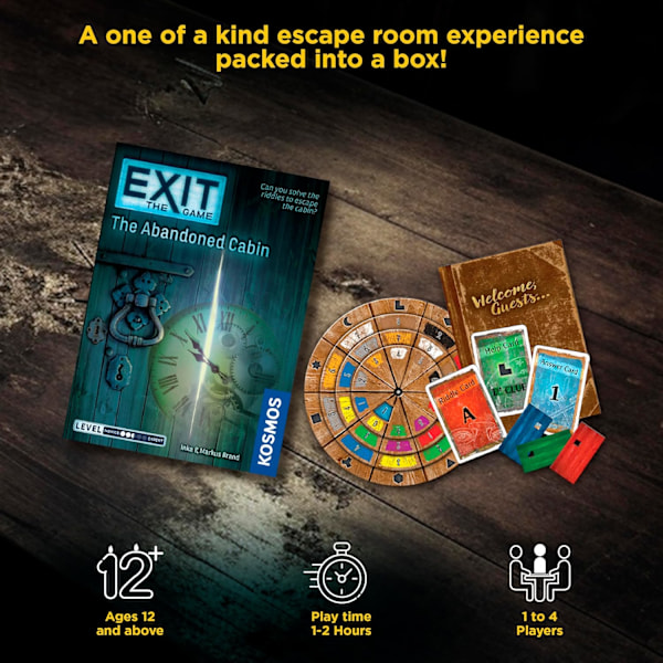 Exit: Den Forlatte Hytta - Vinner av Kennerspiel Des Jahres, Kortbasert Familie Escape Room-spill for 1-4 spillere, Alder 12+
