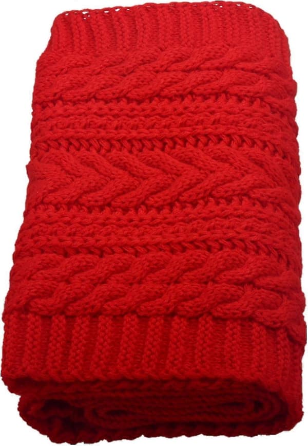 Dam Tjock Ribbstickad Vinter Infinity Cirkel Loop Halsduk Premium Crochet Red