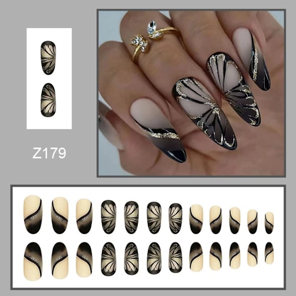 24 lange mandellange falske negle combination 3