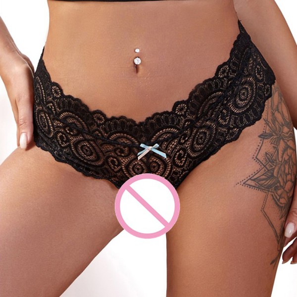 Naisten pitsihousut Sexy Underwear Naisten ohut reisi Black M