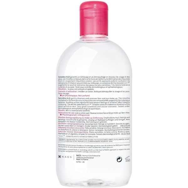 Sensibio H2O Micellar Water Sensitiv Hud 500 ml, Sminkefjerner
