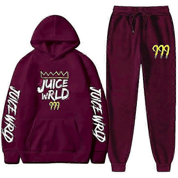 Ny Juice World Hoodie Träningsoverall Sweatshirt + Joggingbyxor Juice Wrld Juice Wrld Juice Wrld Trap Rap Regnbåge Tomografi Juice Wrld Red wine M