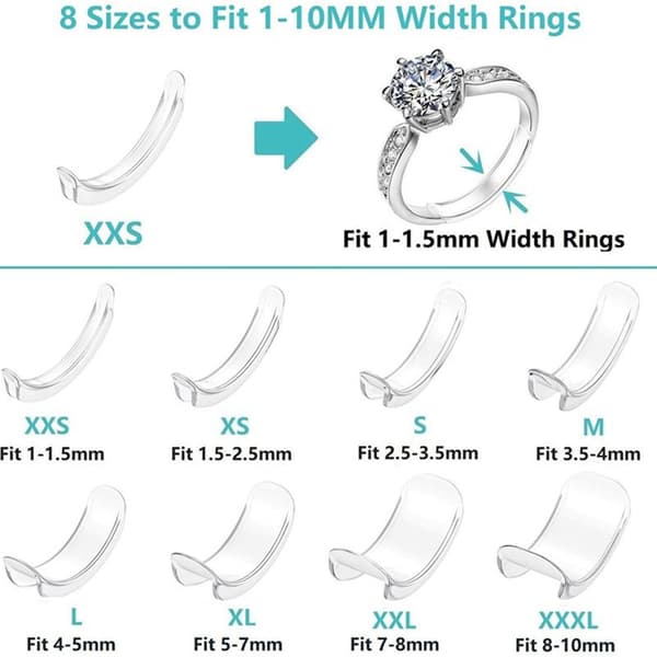 Ringstorleksjusterare, 8-pack, transparent S-form