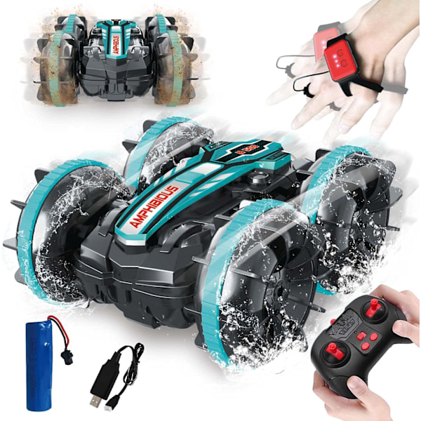 Amfibinen kauko-ohjattava auto lapsille, 2,4 GHz kauko-ohjattava vene, leluja pojille, vedenpitävä RC-monsteriauto, rantaleluauto, ulkouima-allasvesilelu