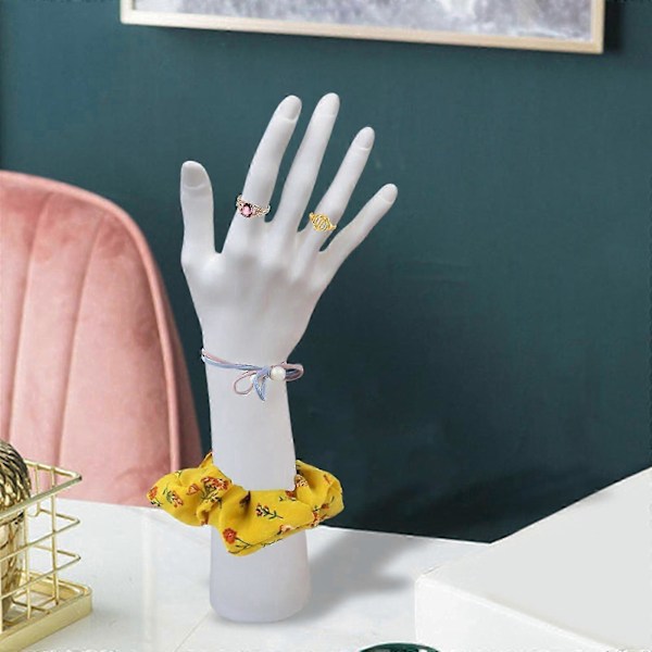 Mannekäng Hand Smyckesdisplay Hållare Stöd för Kedja Handmodell Butik Gul White