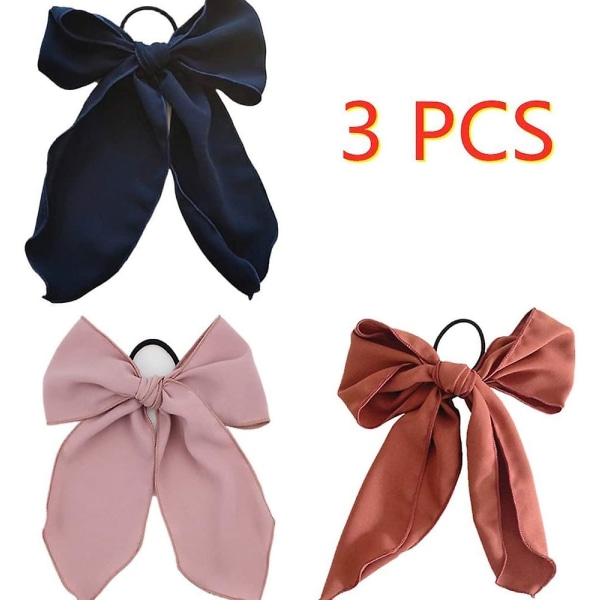 3kpl Bowknot Hiussolmiot Joustavat Hius Scrunchies Sifonki Rusetti Hiusköydet Hiusten poninhäntäpidike