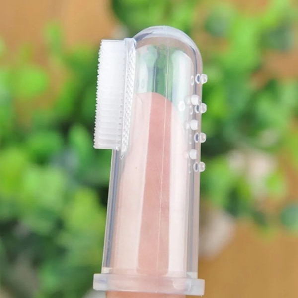 1-pack Användbar Babytandborste för Fingret Mjuk Silikon Babytandborste för Träning