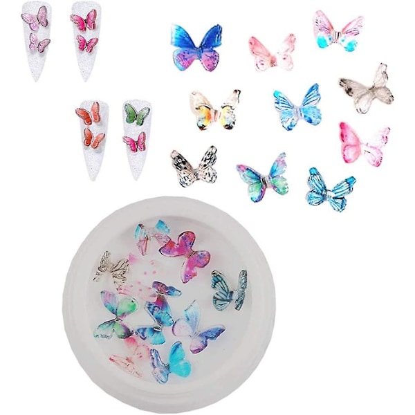 Färgglada 3D Fjärilsstickers, 3D Fjärils Resin Nagelkonst, Fjärils Nagelkonst Dekaler, Fjärils Nagelkonst DIY Användning För Nagellack Och Diverse DIY Hantverk
