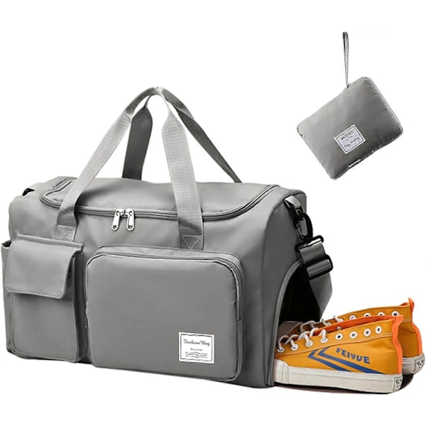 Reisevesker for kvinner, utvidbar reiseveske duffelbag vannavstøtende gymbag helgeveske med skoskap/våt lomme