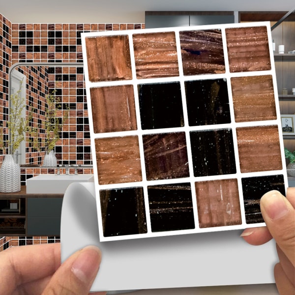 30 stk Mosaik fliser Stickers Stick Badeværelse Køkken Hjem Vægskilt Selvklæbende MSC061 Brown