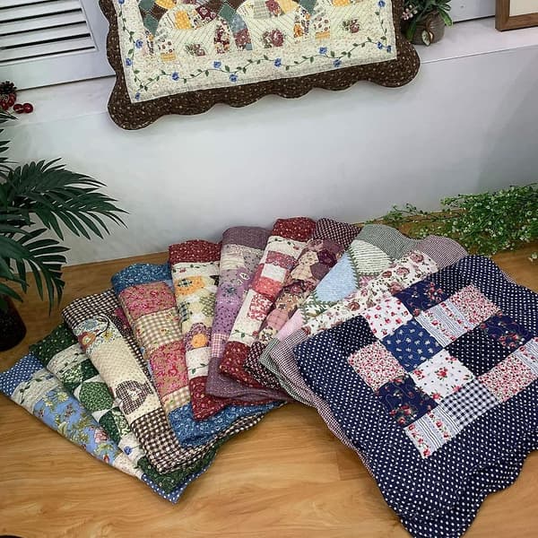 2-delars Boho Bomull Quiltade Örngott med Blommigt Tryckt Patchwork, Standardstorlek (309, 20\"x28\")