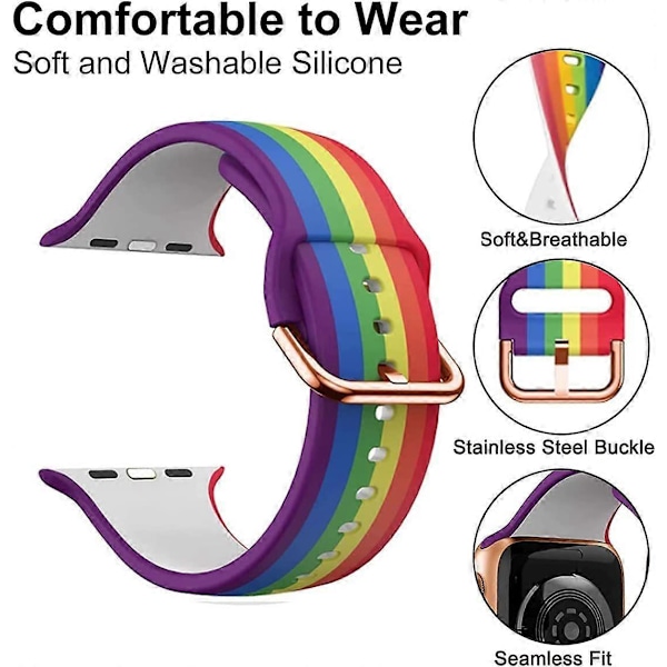 KATEA Sportsrem Kompatibel med Apple Watch Remme 38mm 40mm 41mm 42mm 44mm 45mm, Blød Silikone Udskiftningsrem Armbånd Kompatibel til Apple Watch