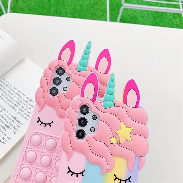 Unicorn Skal för Samsung Galaxy A01, Push Bubble Mjukt Silikon Pop Stötsäkert Skyddsskal för Samsung Fidget Leksaker Skal för Samsung Galaxy A10E/