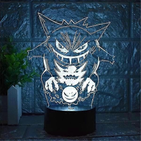 Tegneserie Elf Gengar Nattlampe 3D Illusjon LED Lys Barn
