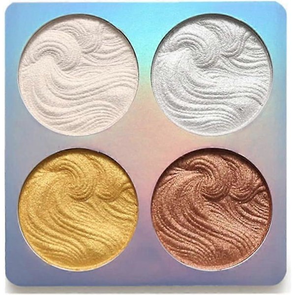 4 Färger Skimmer Highlighter Smink Kontur Palett, Skimmer Rouge & Smink Highlighter Puder Bronzer Palett