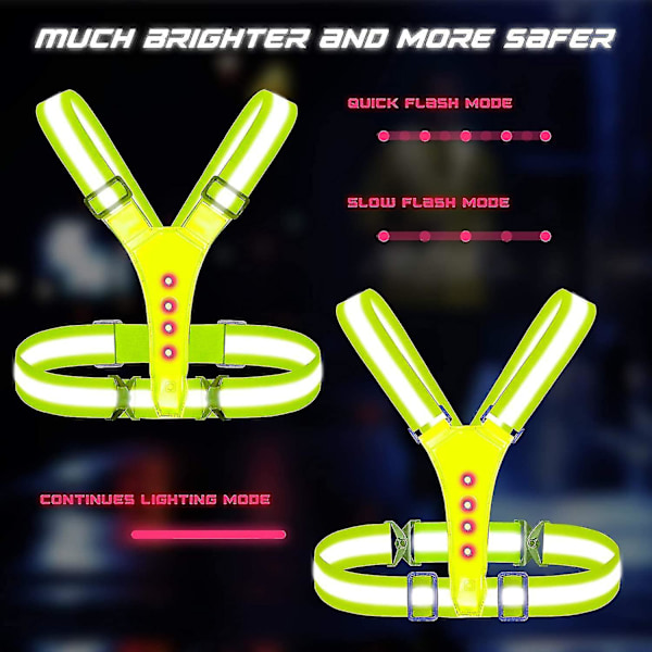 LED Refleksvest, Høj Synlighed LED Refleks Sikkerhedsvest Løbelys Til Løbere - YUHAO