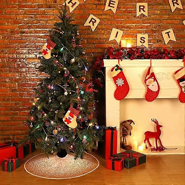N&T NIETING Juletræstæppe i Jute, 76 cm Glitter Juletræstæppe Fuld Snefnug Prik Rustik Juletræsmåtte til Julefrokost Juledekoration