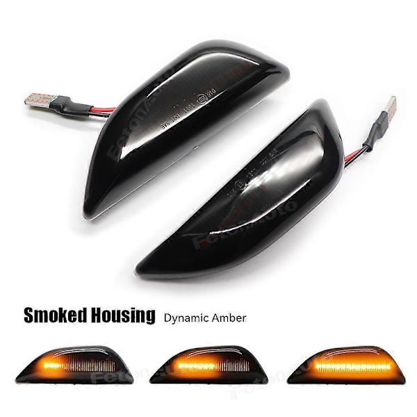 2 stk. LED Dynamisk Blinklys Position Sidemarkeringslys Parkeringsindikator Til Opel Mokka X Chevrolet Trax Buick Encore Dynamic Black