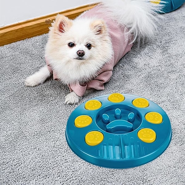 Hundleksak Pussel Barnleksaker Hundskål Långsam Mat Leksak Interaktiva Leksaker Öka IQ Långsam Matare för Små Stora Dispensrar För Snabbt, Blå