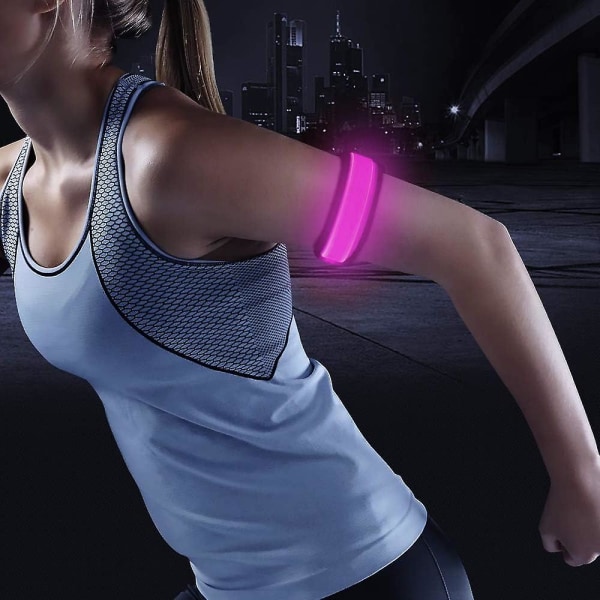 LED reflekterande klapparmband pink