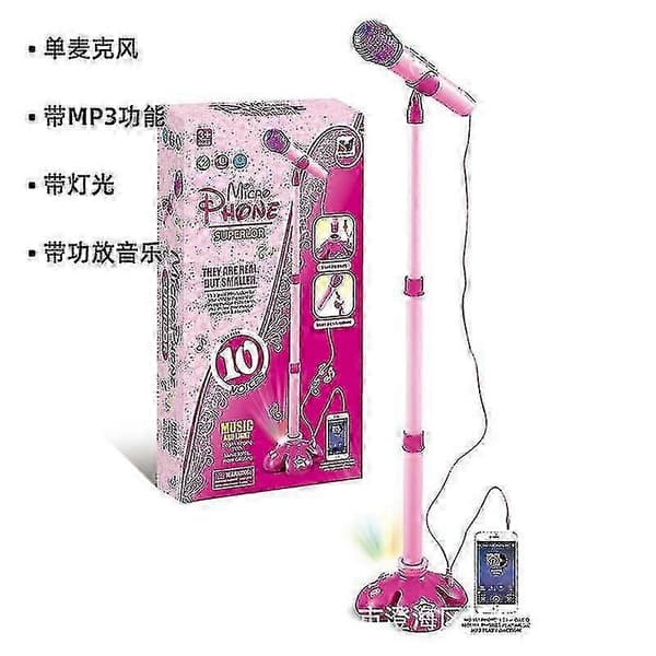 Mikrofonstativ til børn med lys og MP3 til sang og optræden Pink Quadrapod base with light
