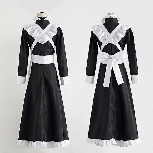 Klassinen Maid Cosplay -asu Söpö Pitkä Mekko Cosplay Puku Brittiläinen Tyyli Kahvila Maid Mekko Male L
