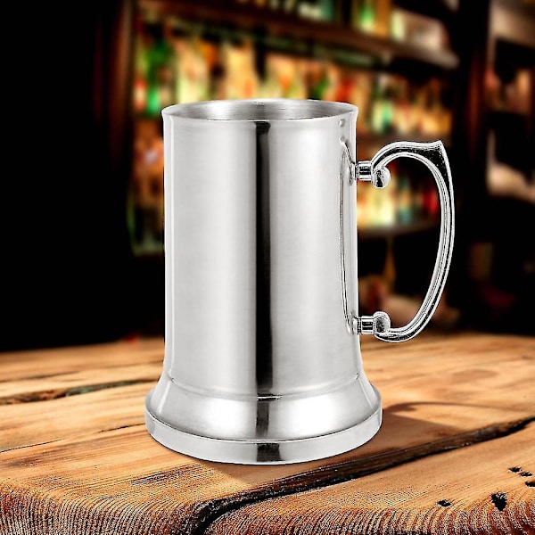 Tankard Stein Dobbelvegg Rustfritt Stål Ølkrus Frokost Melkekrus Med Håndtak Kaffekopp 560-dwdz