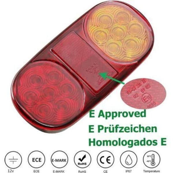12V LED tilhengerlys, 2 stk vanntette LED tilhengerbaklys