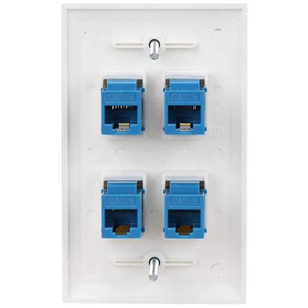 Ethernet Veggkontakt 4 Port Veggplate Hunn-Hunn Kompatibel med for Cat7/6/6E/5/5E Ethernet Dev